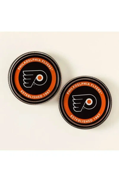 Uncommon Goods Nhl Puck-shaped Glass Coaster Set In Black