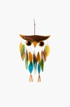 Uncommon Goods Owl Wind Chime In Multicolored Glass Feathers