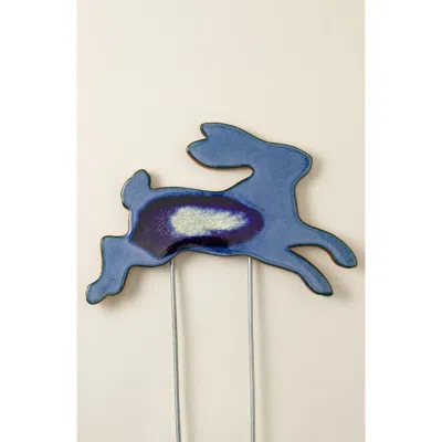 Uncommon Goods Rabbit Family Ceramic Glazed Garden Stakes In Multi