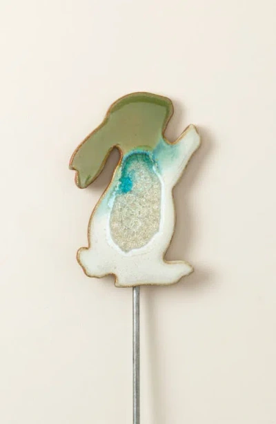 Uncommon Goods Rabbit Family Ceramic Glazed Garden Stakes In Multi