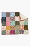 Uncommon Goods Repurposed Sari Plush Backed Blanket In Multi-colored Patchwork