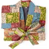 Uncommon Goods Repurposed Silk Sari Kantha Robe In Multi