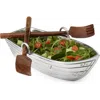 Uncommon Goods Row Boat Serving Bowl With Wood Serving Utensils
