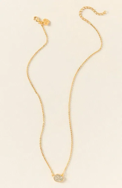 Uncommon Goods Sliced Raw Diamond Pebble Necklace In Gold/off-white