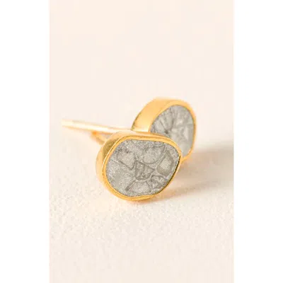 Uncommon Goods Sliced Raw Diamond Stud Earrings In Gold/off-white
