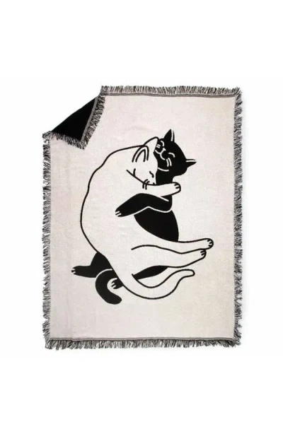 Uncommon Goods Snuggle Cat Throw Blanket By Seltzer Goods In White