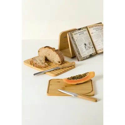 Uncommon Goods Space-saving Knife & Cutting Board Set In Brown