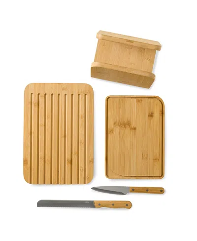 Uncommon Goods Space-saving Knife & Cutting Board Set In Multi