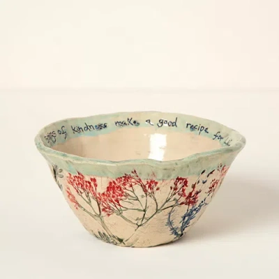 Uncommon Goods Sprigs Of Kindness Bowl By Nina J Design Studios In Beige/red/blue