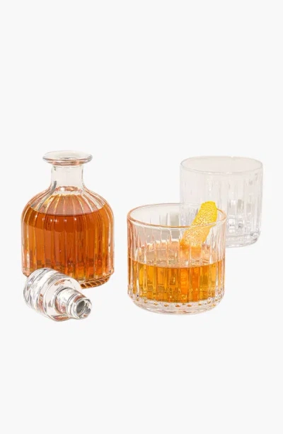 Uncommon Goods Stackable Whiskey Decanter And Glasses Set In Black/white