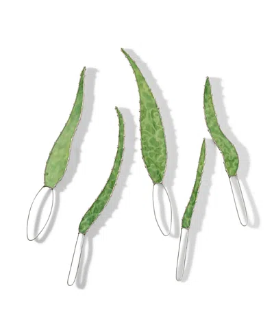 Uncommon Goods Stained Glass Leaf Set By Samara Phillips In Green