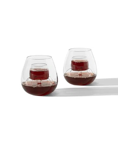Uncommon Goods Stemless Fountain Aerating Wine Glasses, Set Of 2 In Brown