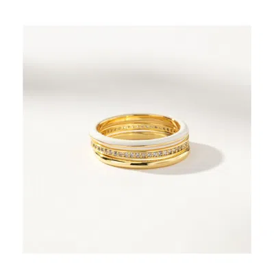 Uncommon James 14k Gold-plated White Hot Forever Ring (set Of 3)