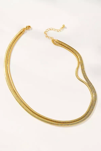 Uncommon James Layered Flat Snake Chain Necklace In Gold