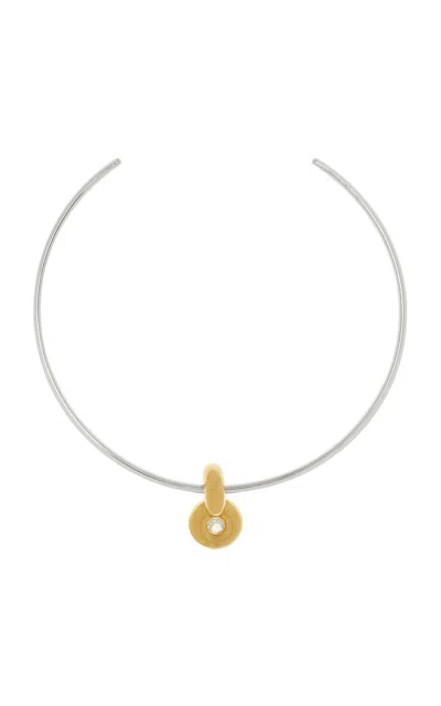 Uncommon Matters Infinity Laquered Wood Necklace In Metallic