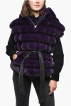Uncommon Reversible Eco-fur Vest With Lace Lining In Purple