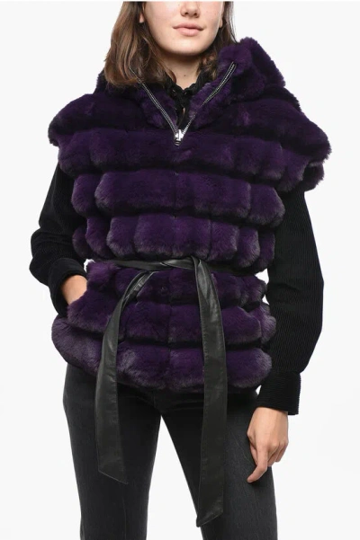 Uncommon Reversible Eco-fur Vest With Lace Lining In Purple