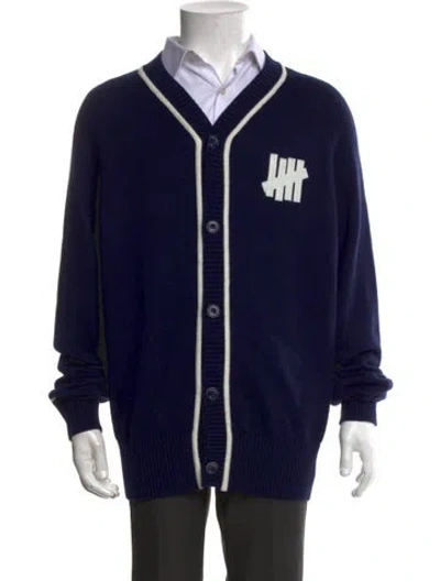 Pre-owned Undefeated Graphic Print Open Front Cardigan In Blue
