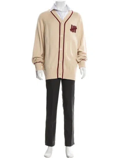 Pre-owned Undefeated Graphic Print V-neck Cardigan In Neutrals