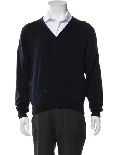 Pre-owned Undefeated V-neck Long Sleeve Cardigan In Blue