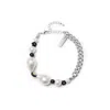 Undefined Jewelry Men's Black / Grey / Silver Pearl & Chain Bracelet Grey M Mmrz In Multi