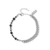 Undefined Jewelry Men's Black / Silver / Grey Chain Beads Bracelet Black  Mmrz In Multi