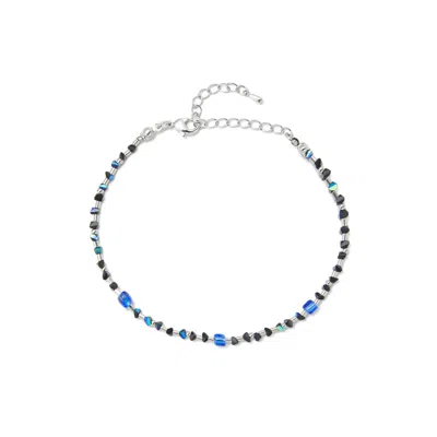 Undefined Jewelry Men's Blue / Silver / Black Mystic Blue Stone Crystal Bracelet Mmrz In Multi