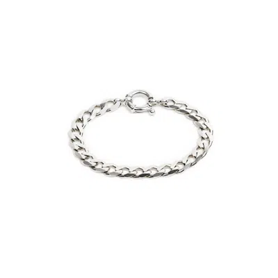 Undefined Jewelry Men's Silver 7.1mm Flat Curb Chain Bracelet