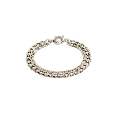 Undefined Jewelry Men's Silver New Flat Chain Bracelet In Metallic
