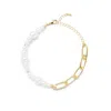 Undefined Jewelry Men's White / Gold / Silver Gold Pearl Clip Chain Mix Bracelet_m Mmrz In Multi
