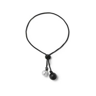 Undefined Jewelry Women's Black / White / Silver Adjustable Black & White Pearl Bracelet Mmrz In Multi