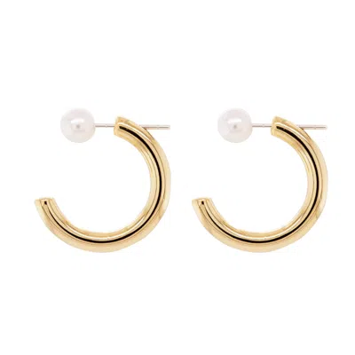 Undefined Jewelry Women's Gold Pearl Open End Earrings