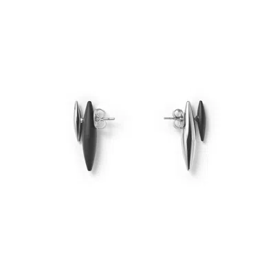Undefined Jewelry Women's Silver / Black Silver X Factor Earrings Mmrz In Multi