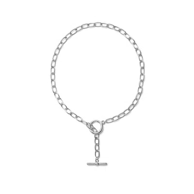 Undefined Jewelry Women's Silver Bold Round Cain T-bar Necklace