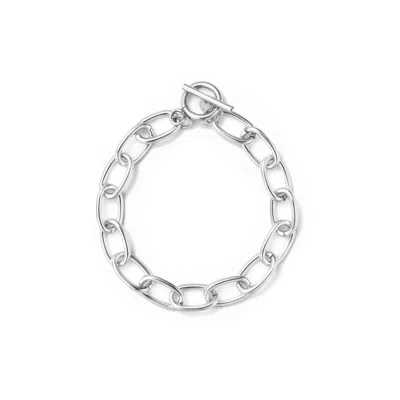 Undefined Jewelry Women's Silver Bold Round Chain T-bar Bracelet Mmrz In Gray
