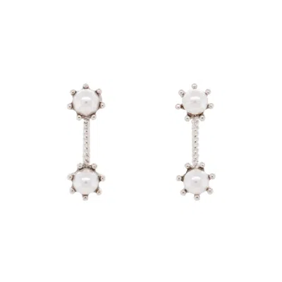 Undefined Jewelry Women's Silver Flower Beads Bar Earrings