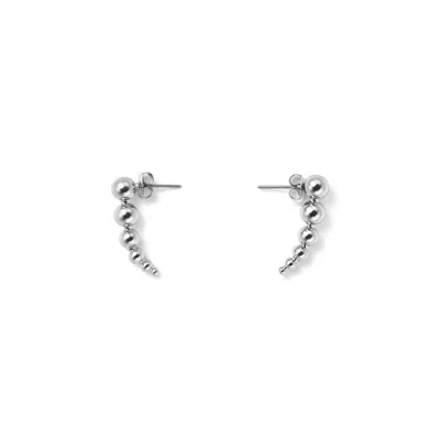 Undefined Jewelry Women's Silver / White Gradual Silver Ball Earrings Mmrz In Multi