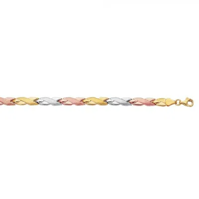 Undefined Jewelry Women's Tri Color Tube Chain Necklace Vermeil In Yellow