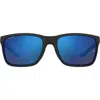 Under Armour 58mm Polarized Rectangular Sunglasses In Matte Black 2/grey Blue Polar