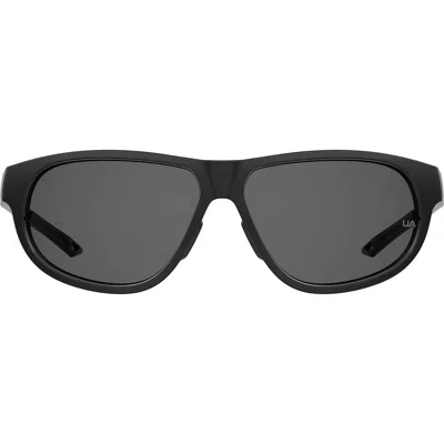 Under Armour 59mm Gradient Polarized Rectangular Sunglasses In Black