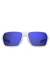 Under Armour 64mm Gradient Polarized Rectangular Sunglasses In Matt White