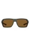 Under Armour 64mm Gradient Polarized Rectangular Sunglasses In Matte Green