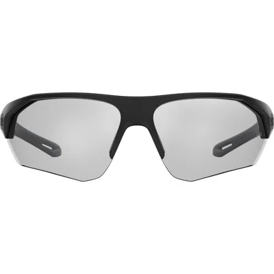 Under Armour 72mm Gradient Polarized Rectangular Sunglasses In Matte Black Grey