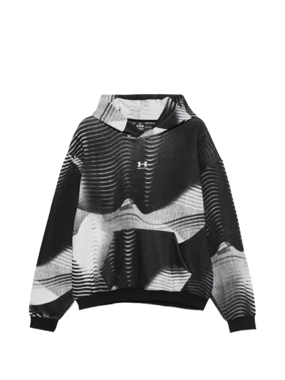 Under Armour Abstract-print Logo-print Hoodie In Black