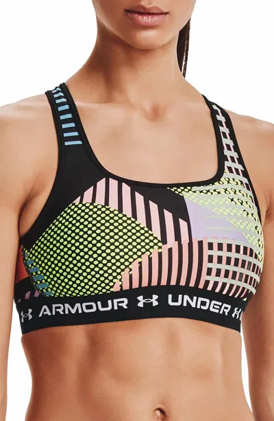 Under Armour Activewear Print Cross Back Sports Bra In Black White