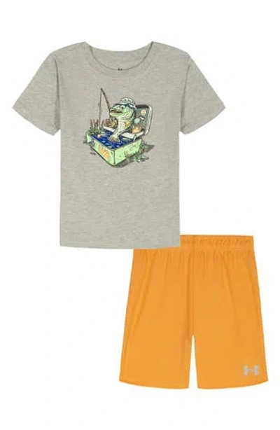 Under Armour Kids'  Bait N' Tackle Graphic T-shirt & Mesh Shorts Set In Gray