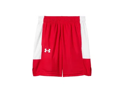 Under Armour Baseline Basketball Shorts (big Kids) Boy's Clothing Red/white : Xs (7 Big Kid), Polyester In Multi