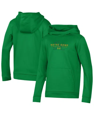 Under Armour Kids' Big Boys And Girls Green Notre Dame Fighting Irish Team Fleece Pullover Hoodie