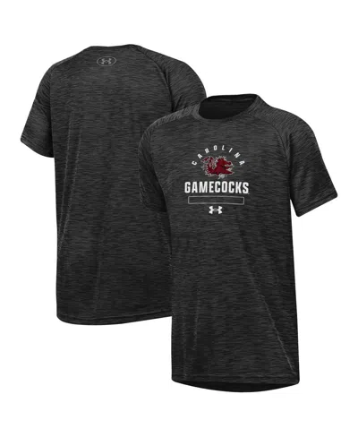 Under Armour Kids' Big Boys And Girls Heather Black South Carolina Gamecocks Ultra Soft Rye Tech Performance T-shirt