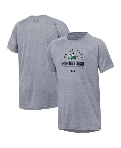 Under Armour Kids' Big Boys And Girls Heather Gray Notre Dame Fighting Irish Ultra Soft Rye Tech Performance T-shirt